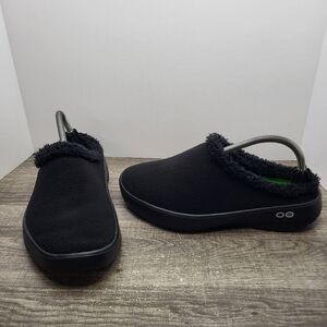 Oofos OOcoozie Mule Mens Size 10 Black Casual Walking Slip On Recovery Slipper